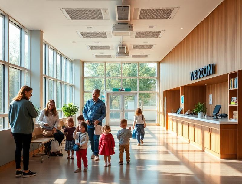 Families visiting BCIS campus grounds