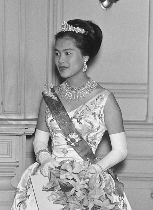 Her Majesty Queen Sirikit of Thailand in royal Thai silk attire